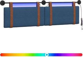 vidaXL Cabecero Colgante Con Luz Led Azul Pu Antiguo Vidaxl