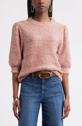 Treasure & Bond Elbow Sleeve Marled Sweater in Pink Beauty Combo at Nordstrom Rack, Size Small