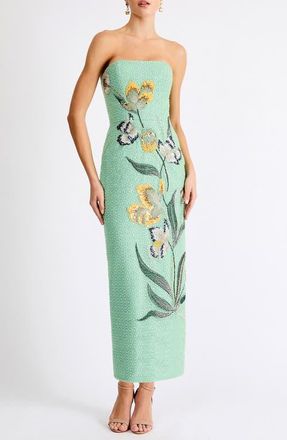 Helsi Sofia Beaded Strapless Sheath Maxi Dress in Seafoam at Nordstrom, Size Xx-Large