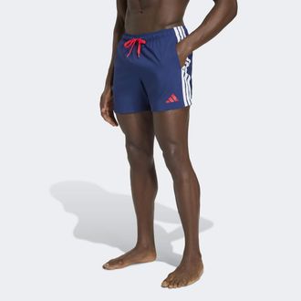 adidas Badeshorts ADIDAS PERFORMANCE 3-STREIFEN, 13 CM, Herren, Gr. XXL, N-Gr, dunkelblau, pure ruby, Obermaterial: 100% Polyester, Badehosen Badeshorts