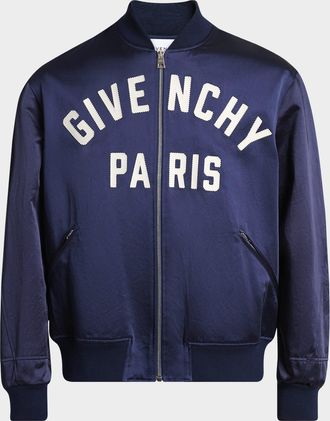 Givenchy Men & apos;s Satin Logo Bomber Jacket