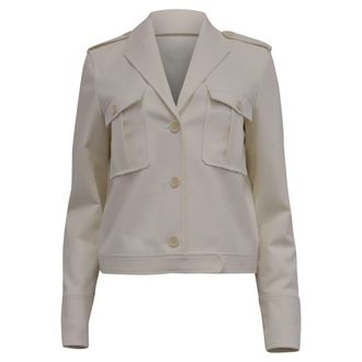 Theory Button-Down Cropped Jacket in White Wool