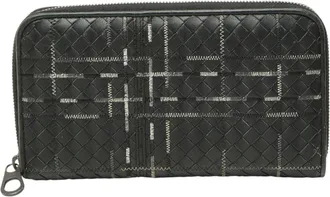 Bottega Veneta Black Intrecciato Long Wallet (Bi-Fold) (Pre-Owned)