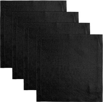 Solino Home Linen Square Placemats Set of 4, 14 x 14 Inch for Dining Table, Holiday and Everyday Table Decor - Fete in Black at Nordstrom, Size Small