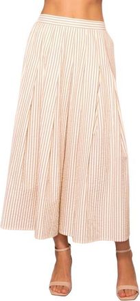 Melloday Stripe Pleated Seersucker Skirt in Cream Stripe at Nordstrom, Size Small