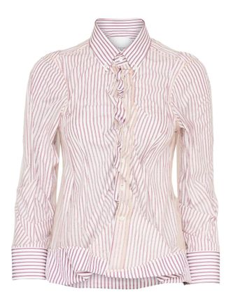Maison Margiela striped ruffled shirt - White