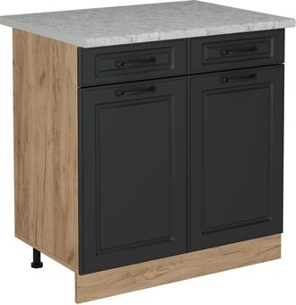 Vicco Mueble Bajo De Cocina R-line, Antracita Casa De Campo, 80 Cm Et M&aacute;rmol