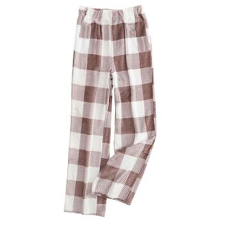 Generic Pyjamas Pants Womens, Fleece Lounge Pants, Casual Wide Leg Plaid Trousers, Loose Flannel Warm Trousers Comfy Stretchy Checked Trouser Elasticated Wais