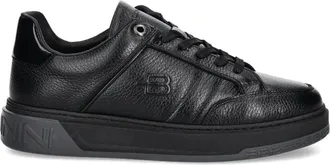 Baldinini embossed-logo panelled sneakers - men - Calf Leather/Calf Leather/Fabric/Rubber - 41 - Black