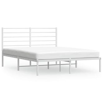 Berkfield Home Metal Bed Frame with Headboard White 160x200 cm