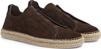 Ermenegildo Zegna Triple Stitch Espadrille Slip-On Sneaker in Brown at Nordstrom, Size 10.5Us