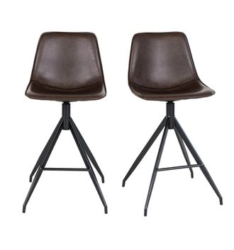 Moloo Taburete de bar de cuero sint&eacute;tico marr&oacute;n (x2)