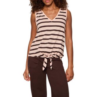 Sanctuary Floral Print Cotton Blend Tank in Pink/Rich Soil Brown at Nordstrom, Size Xx-Large P