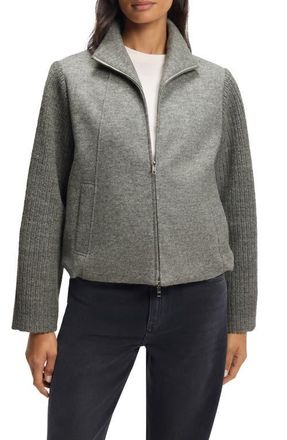 BOSS Jundalini Crop Wool Jacket in Concrete Grey Melange at Nordstrom, Size 16