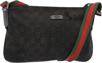 Gucci Pre-owned Cross Body Bags, female, Black, Size: ONE SIZE Pre-owned Vintage GG Canvas Shoulder Bag