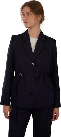 Moss Copenhagen Jassen, Dames, Blauw, XS, Leer, Belted Blazer