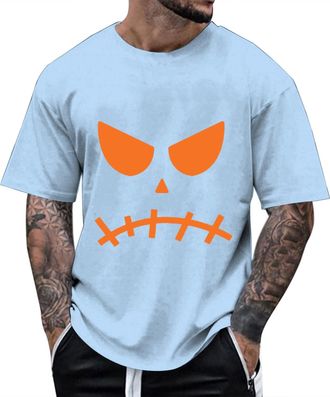 Generic Halloween Costume T Shirt Mens Mens Short Sleeve T-Shirt Blood Tshirt for Men Costumes Clothes Shirts Problem Solved Pumpkin Bloodstained Tshirts T-Sh