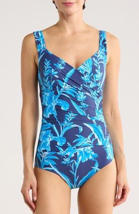 Jantzen Surplice One-Piece Swimsuit in Pantheon Blue at Nordstrom Rack, Size 14