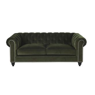 Maisons du monde Sof&aacute; de 3/4 plazas de terciopelo de algod&oacute;n verde