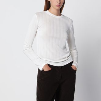 The Row Dantea long-sleeve cotton T-shirt in ivory