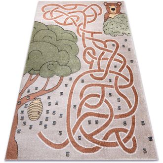 RugsX Alfombra Fun Honey Para Ni&ntilde;os, Oso, Abejas Beige Multicolour 180x270 Cm
