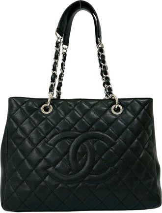 Chanel Black Grained Calfskin Handbag Tote Bag (Pre-Owned)