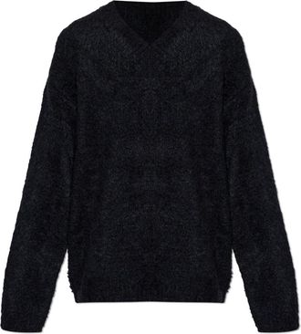 Dolce & Gabbana Wool Oversize Sweater - Heren - V-hals truien - Zwart - S - Wol - Truien & Vesten