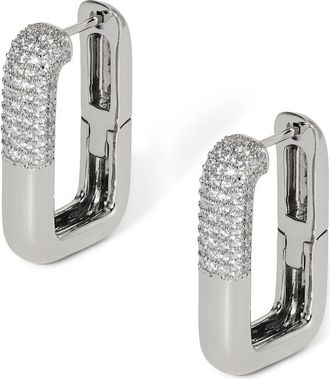 Nadri Alma Pav&eacute; Square Hoop Earrings in Rhodium at Nordstrom