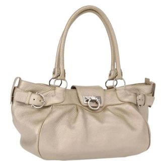Ferragamo Pre-owned Handbags, female, Beige, Size: ONE SIZE Pre-owned Leather Handbag