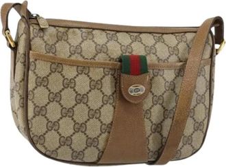 Gucci Pre-owned Vintage Leren Crossbodytas - Dames - Vintage Schoudertas - Beige - ONE Size - Leer - Vintage