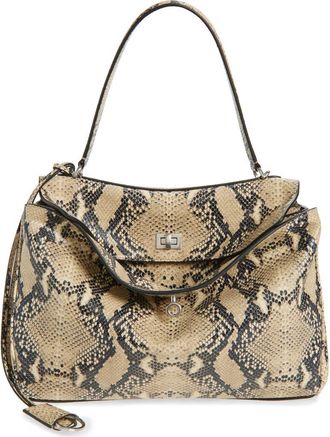 Balenciaga Medium Rodeo Python Print Leather Top Handle Bag in Natural at Nordstrom