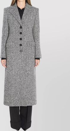 Dolce & Gabbana chevron pattern single-breasted wool coat