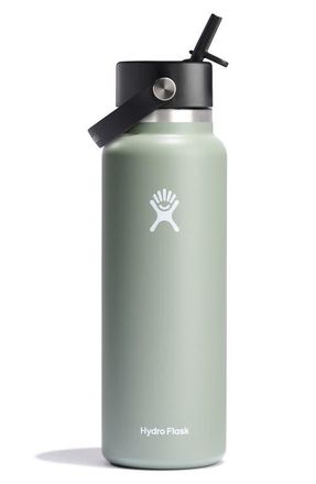 Hydro Flask 40-Ounce Wide Mouth Flex Straw Cap Bottle in Agave at Nordstrom, Size 40 Oz