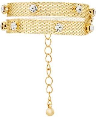 Savvy Cie Jewels Cubic Zirconia Mesh Chain Double Wrap Bracelet in Gold at Nordstrom Rack