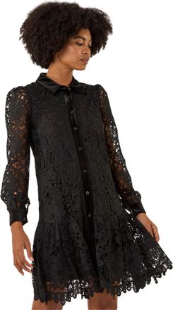 Roman Womens Premium Velvet Trim Shirt Dress - Black - Size 18 UK