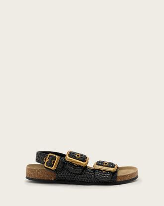 AllSaints Staffa Raffia Buckle Sandals