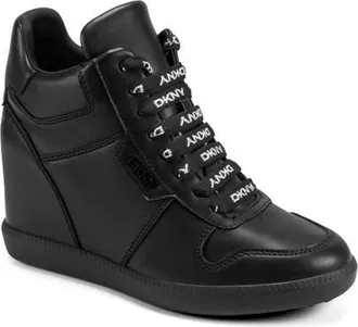 DKNY Sereina Hidden Wedge Sneaker in Black at Nordstrom, Size 9.5