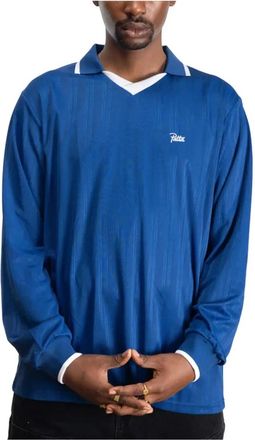 Patta Jacquard Striped Long Sleeve Jersey - Heren - Polos - Blauw - XL - Polyester - Tops