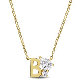 Mimi & Max 3/4ct TGW Created White Sapphire Q Initial Necklace Yellow Plated Sterling Silver