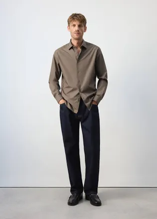 Mango Camicia 100% cotone regular-fit grigio visone - Uomo - XXL - MANGO MAN