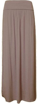 Crazy Girls Womens Pleated Fold Over High Waist Gypsy Long Maxi Skirt UK 8-22 (20-22, Mocha Plain)