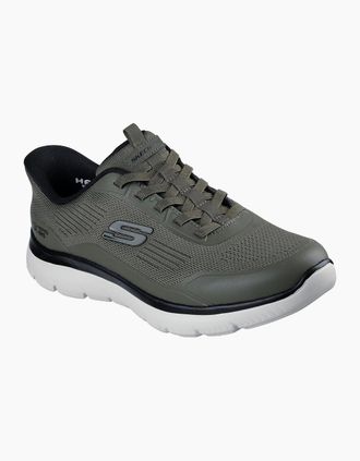 Skechers Mens Skechers Summits Leyter Textile Mens Olive/Black Trainers - Green - Size: 12