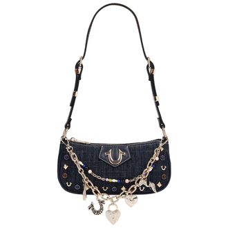 True Religion Chain & Studs Denim Shoulder Bag