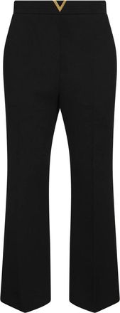 Valentino Broeken, Dames, Zwart, S, Leer, Wool Crepe Pants