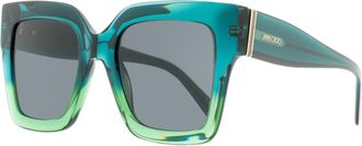 Jimmy Choo London Womens Square Sunglasses Edna PEFIR Green-Aqua 52mm
