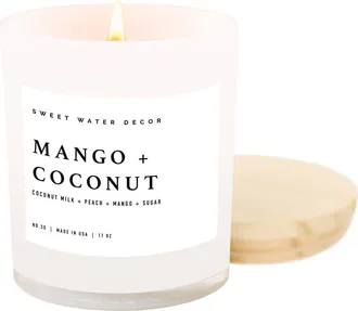 Sweet Water Decor Mango & Coconut 11 oz. Candle in White at Nordstrom