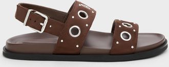 Charles & Keith Faux Suede Grommet Slingback Sandals