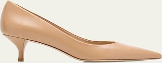 Stuart Weitzman Stuart Leather Kitten-Heel Pumps