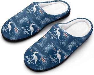 Generic Happy Australian Day Mens Slippers Memory Foam Winter Warm Sandals Slip On House Shoes Size 7-14