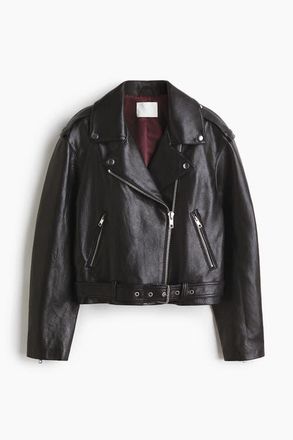 H&M Coated Biker Jacket in Black at Nordstrom, Size X-Small